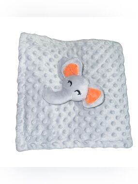Cute Castle Gray Elephant Minky Baby Lovey Security Blanket
